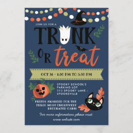 Invitación Maletero azul de Halloween o trato a distancia soc