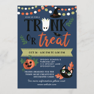 Invitación Maletero azul de Halloween o trato a distancia soc
