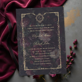 Invitación Malhumorado victoriano dorado oscuro boda vintage