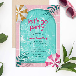 Invitación Malibu Beach Doll Summer Pool Fiesta Cumpleaños