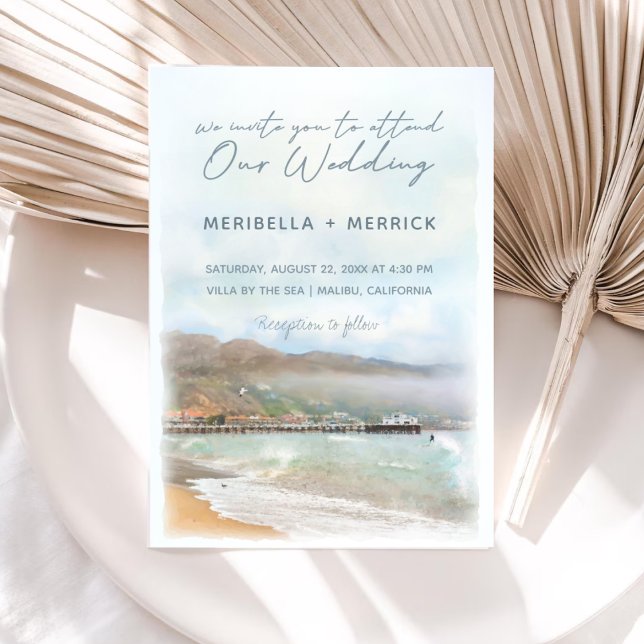 Invitación Malibu | Boda de acuarela de California Beach (Subido por el creador)