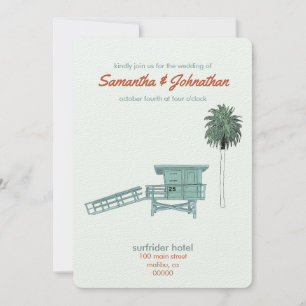 Invitación Malibu, boda de California