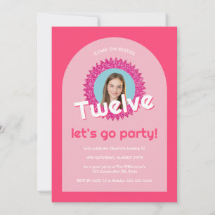 Invitación Malibu Doll Besties Beach Birthday Pink Purpurina