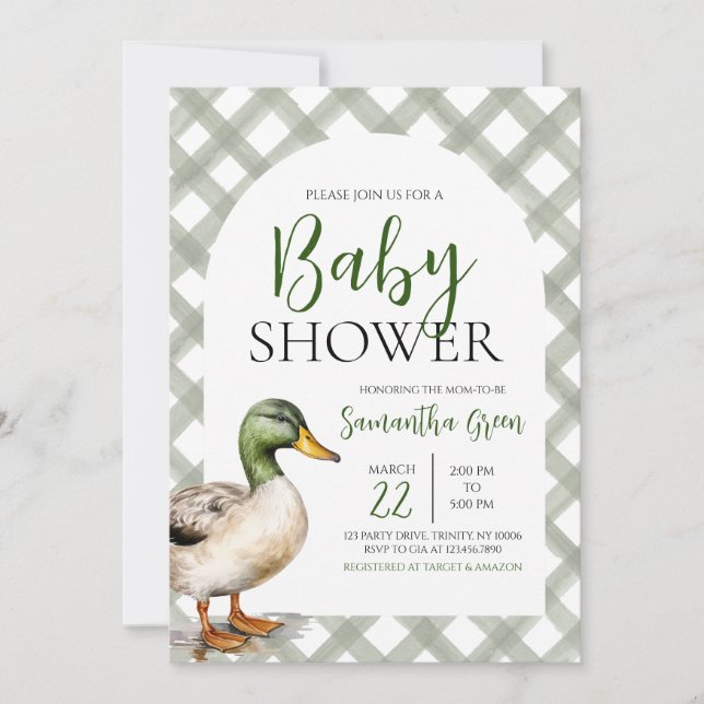 Invitación Mallard Duck Baby Shower (Anverso)