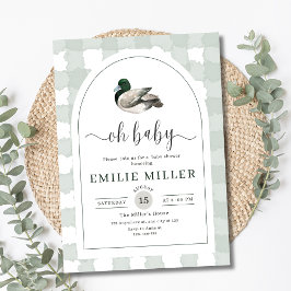 Invitación Mallard Duck Baby Shower Invitation, Neutral Green