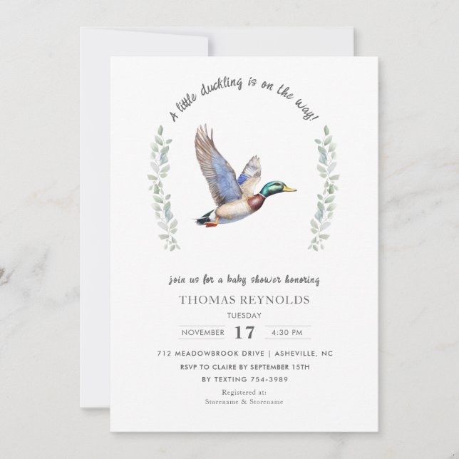 Invitación Mallard Duck Hunting Baby Shower (Anverso)