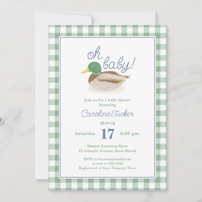 Invitación Mallard Duck OH BABY Country Hunting Baby Shower (Anverso)
