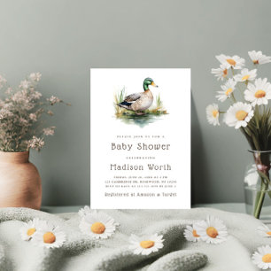 Invitación Mallard Duck Sage Green Baby Shower
