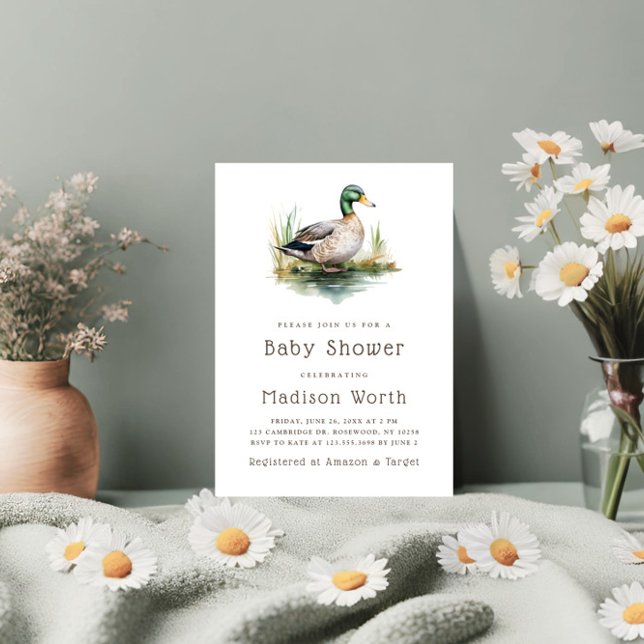 Invitación Mallard Duck Sage Green Baby Shower (Subido por el creador)