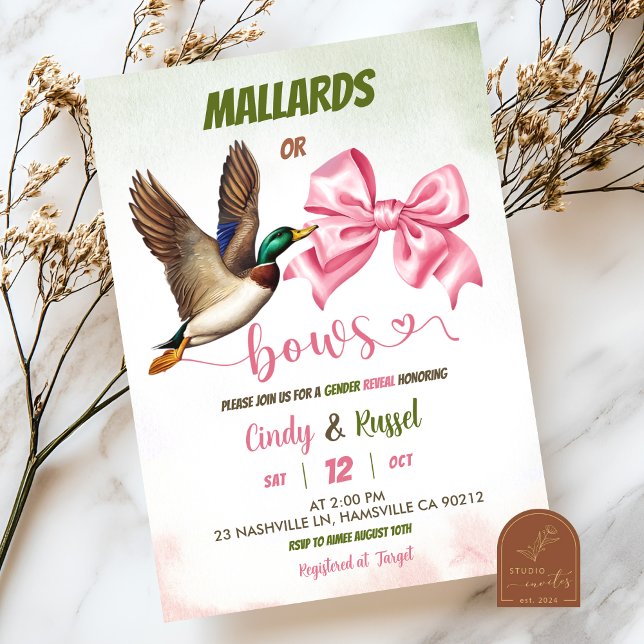 Invitación Mallard or bows Gender reveal (Subido por el creador)