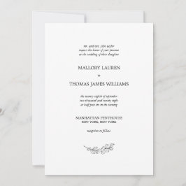 Invitación Mallory Elegant Boda simple de hojas botánicas