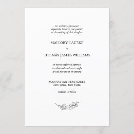 Invitación Mallory Elegant Boda simple de hojas botánicas