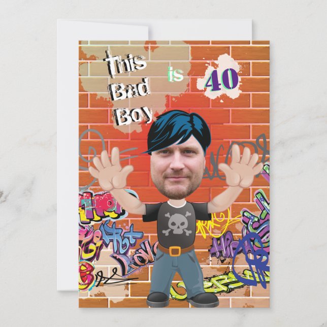 Invitación Malo chico 40 años de honestidad masculina de cara (Anverso)