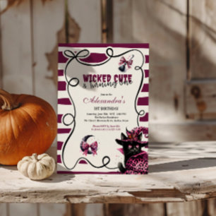 Invitación Malvado y Chica de Halloween primer nacimiento