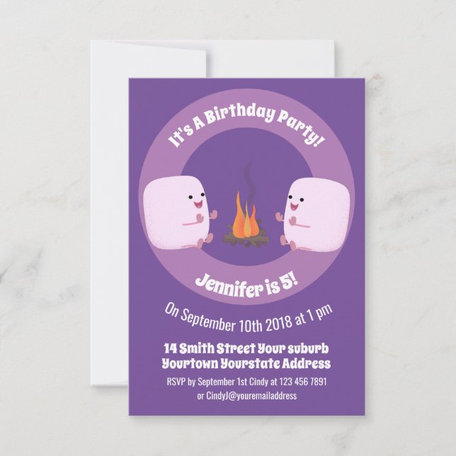 Invitación Malvaviscos rosados por personalizado de bomberos  (Anverso)