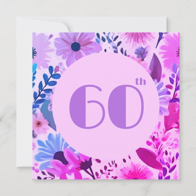 Invitación Mamá 60.º Cumpleaños Rosa Floral Y Lilac (Anverso)
