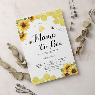 Invitación Mama a Abeja Ducha de Bebé de Flor Silvestre