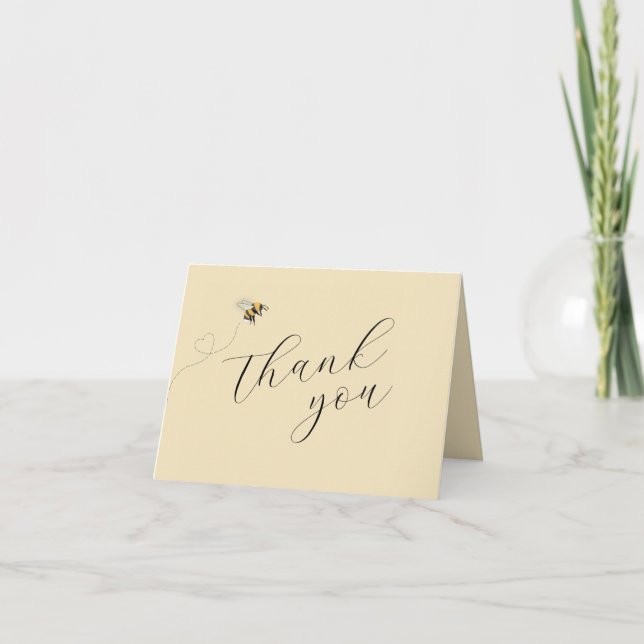 Invitación Mamá a Bee Baby Shower Gracias (Anverso)
