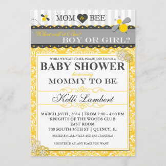 Invitación Mamá a la abeja caprichosa Baby Shower de la abeja