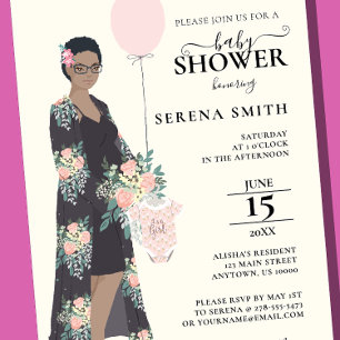 Invitación Mamá a la espera Es una niña Festejo de bebé