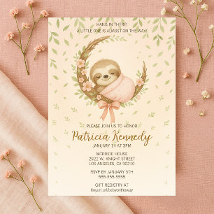 Invitación Mamá-a-ser-acogedor Sloth Woodland Baby Shower