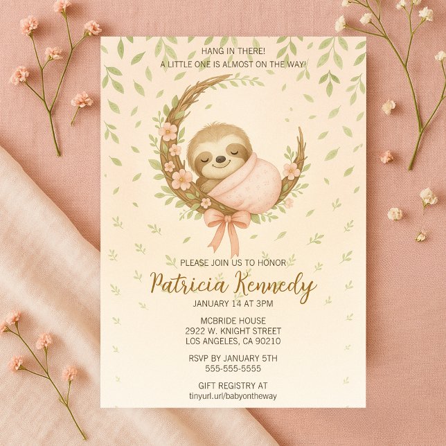 Invitación Mamá-a-ser-acogedor Sloth Woodland Baby Shower (Mom-to-be Cozy Sloth Woodland Baby Shower Invitation
)
