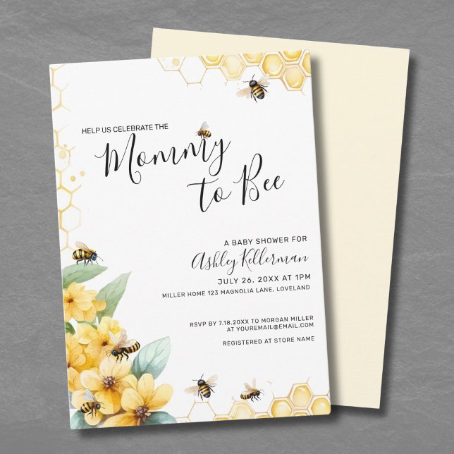 Invitación Mamá a ser Baby Shower (BEE Baby Shower Invitation)