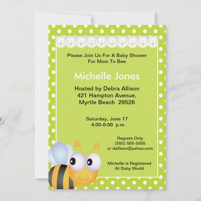 Invitación Mamá A Ser Invitada En Baby Shower (Anverso)