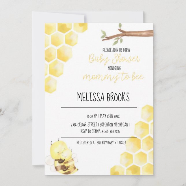 Invitación Mamá A Ser Invitada Por Baby Shower Temática (Anverso)