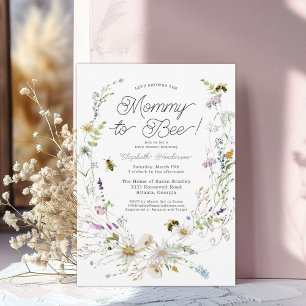 Invitación Mamá Abeja Aquarela Shower de Bebé Flor Silvestre