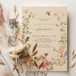 Invitación Mama Abeja Baby Shower de Flores Silvestres