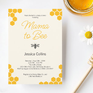 Invitación Mama Abeja Cumplejas de Panal Abejorro Moderno par