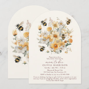 Invitación Mamá Abeja Fiesta de Bebé Flores Silvestres para P