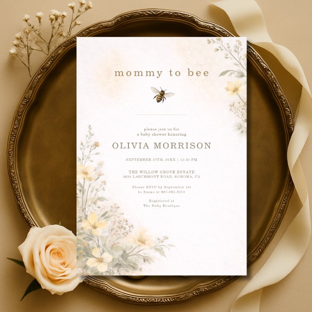 Invitación Mamá abeja Floral Baby Shower (Subido por el creador)