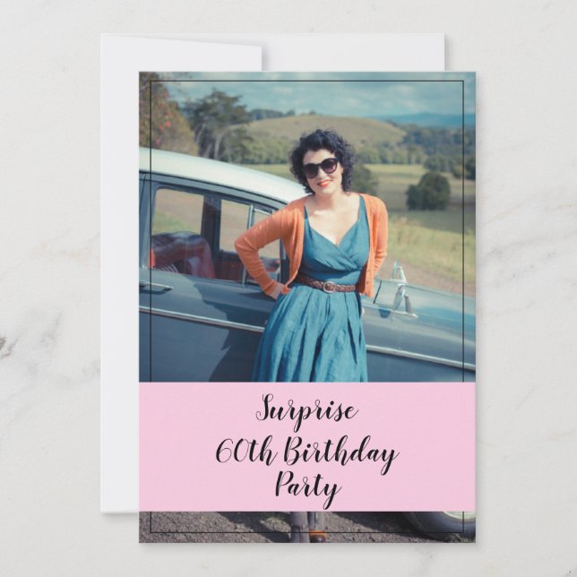 Invitación Mamá acuarela Floral Sorpresa Foto 60 cumpleaños (Anverso)