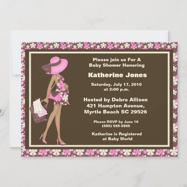 Invitación Mamá afroamericana será invitada a Baby Shower (Anverso)