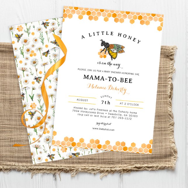 Invitación Mamá ama de miel invitará a Baby Shower (Little Honey Bee Baby Shower Invite)