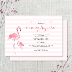 Invitación Mamá + Baby Flamingo Baby Shower