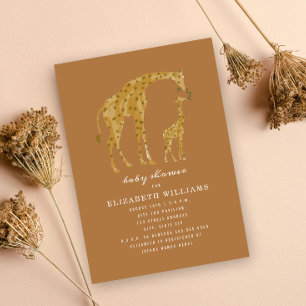 Invitación Mama & Baby Giraffe Goldenrod Neutral Baby Shower