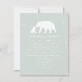 Invitación Mama + Baby Polar Bear Boy Baby Shower Por Correo