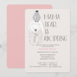 Invitación Mama Bear Adopción Chica Rosa Baby Shower