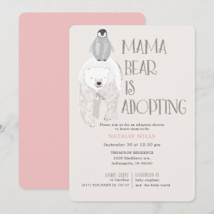 Invitación Mama Bear Adopción Chica Rosa Baby Shower