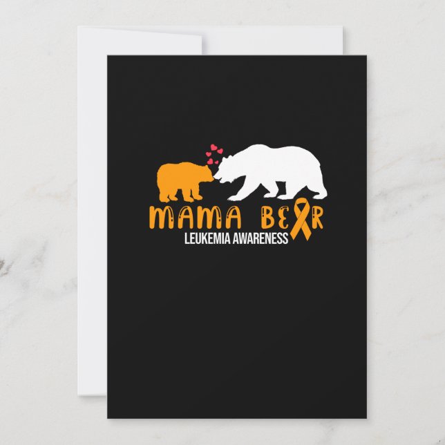 Invitación Mama Bear Leucemia Awareness Naranja Soporte de Ci (Anverso)