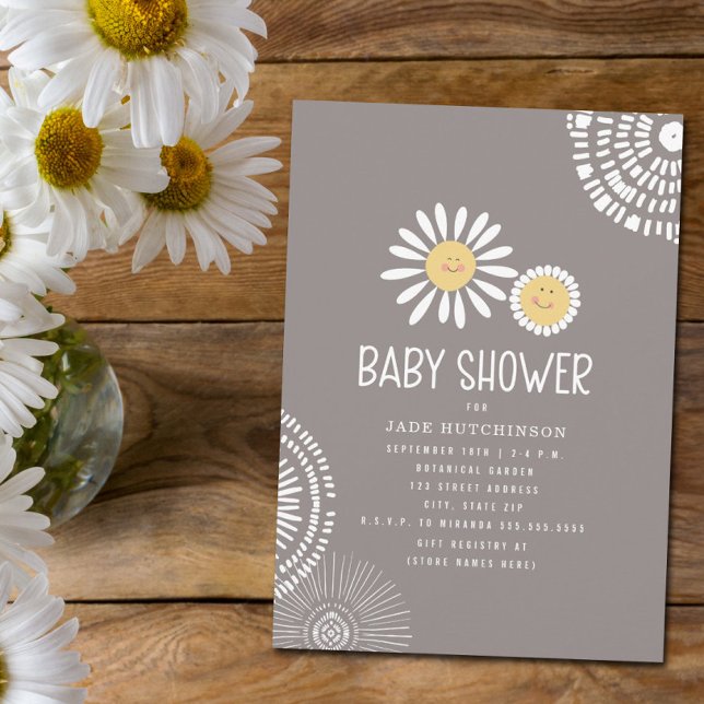 Invitación Mamá Bebé Sonriendo Daisies Por Baby Shower En (Subido por el creador)