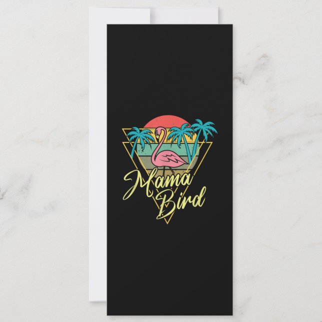 Invitación Mama Bird Flamingo Sunset Palm Tree Beach 80 (Anverso)