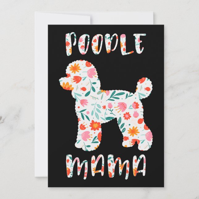 Invitación Mamá Caniche Floral Amante de Perros (Anverso)