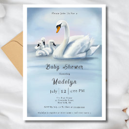 Invitación Mamá Cisne Con Bebés Baby Shower