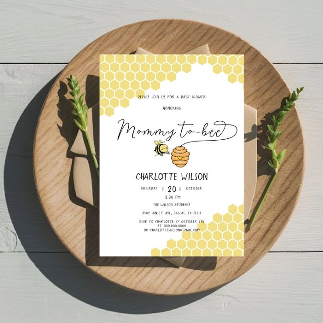 Invitación Mamá Corta Para Ser Baby Shower Honeycomb (Subido por el creador)