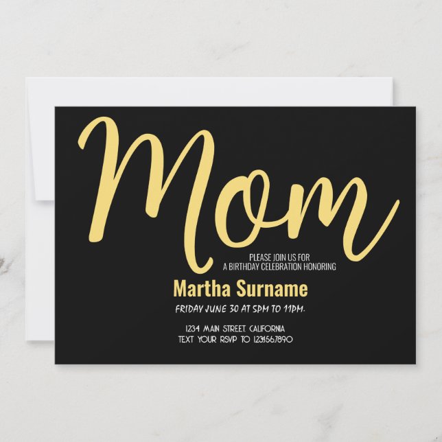 Invitación Mamá Cumpleaños Fiesta de Día de la Madre simple (Anverso)