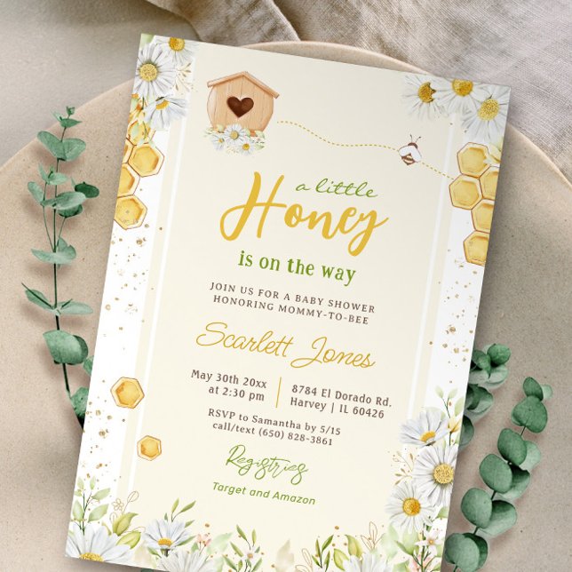 Invitación Mamá de abejorro pequeña con miel para llevar Baby (Subido por el creador)